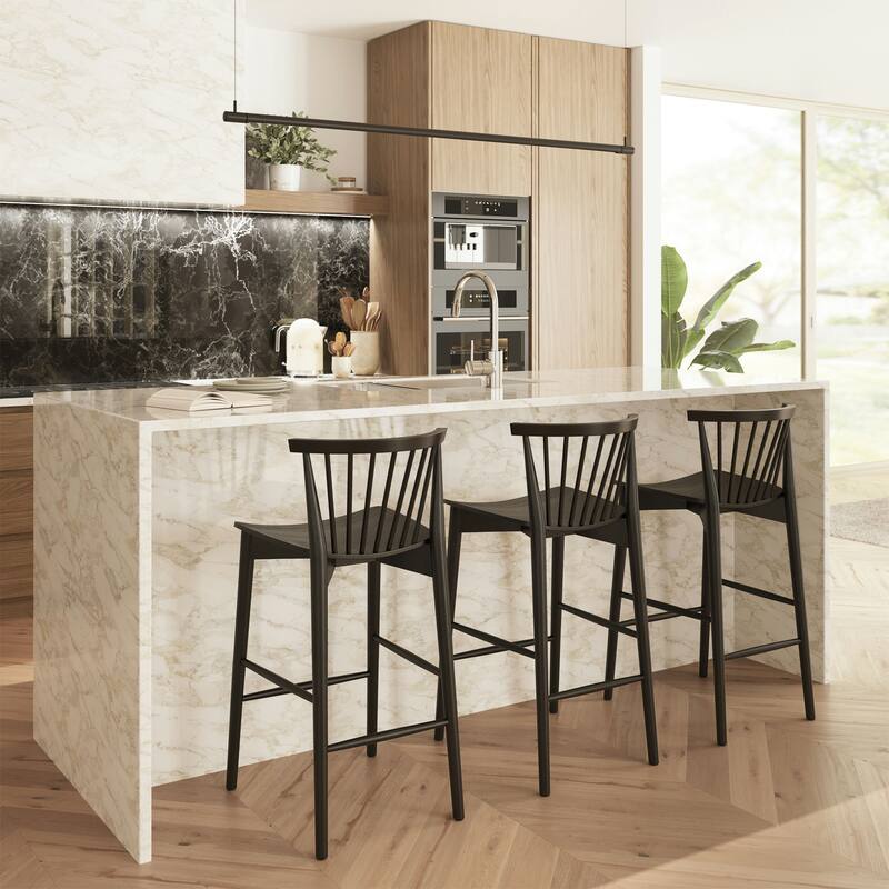 Poly & Bark Ligna Counter Stool - Solid Wood Frame