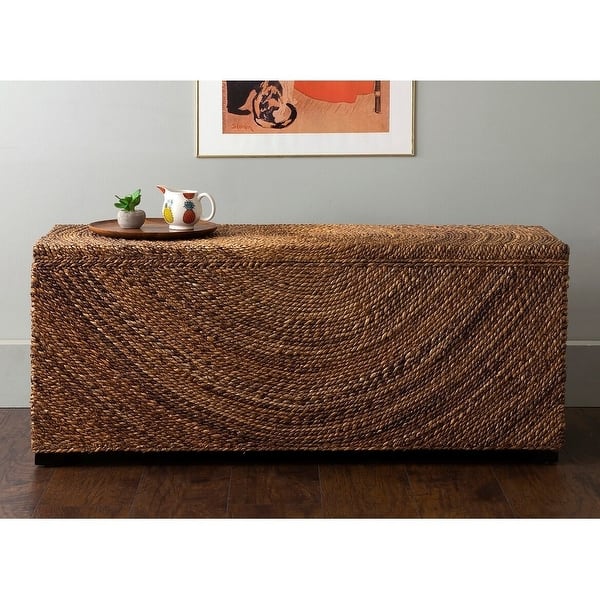 Naomi Natural Brown Woven Abaca Storage Bench by East at Main Bed