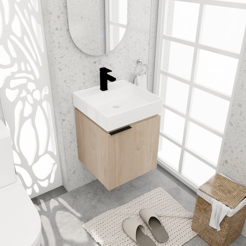 BNK 16/18 Inch Single Sink Bathroom Vanity with Soft Close Door