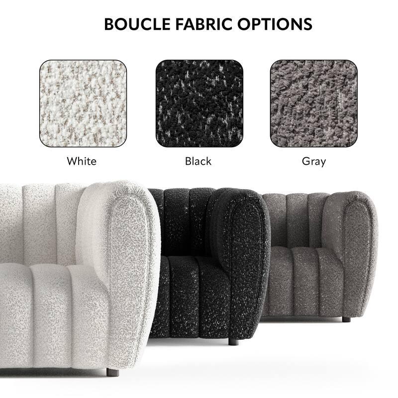 Furniture of America Lucinda Modern Vertical Channel Tufted Boucle Accent Chair with Wooden Legs