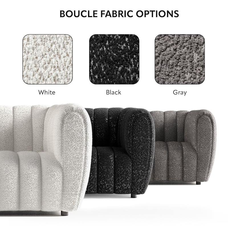 Furniture of America Lucinda Modern Vertical Channel Tufted Boucle Accent Sofa Set with Wooden Legs