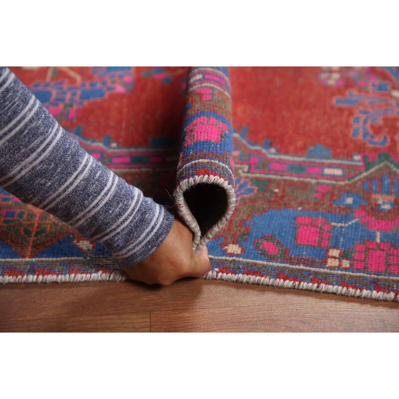 Hand Knotted Oriental 100% Wool Carpet Traditional Medallion Red Tabriz Runner Rug - 10' 4'' X 4' 4''