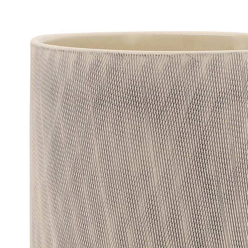 Sagebrook Home Modern Neutral Tan Ceramic Planter with Mesh Design on Stand
