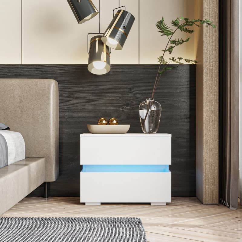 White RGB LED Nightstand