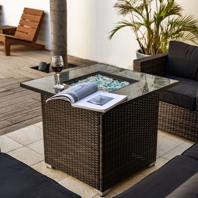 29.92 in. W x 29.92 in. D x 24.80 in. H Square Propane Gas Outdoor Fire Pits in Espresso