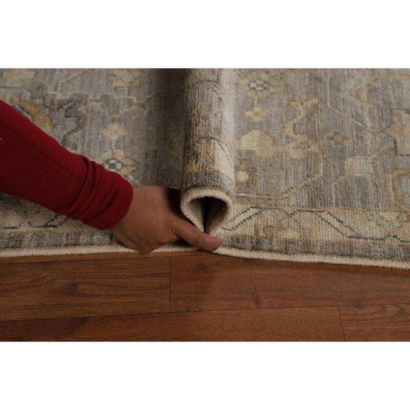 Vegetable Dye Oushak Turkish Area Rug Hand-Knotted Bedroom Wool Carpet - 9'1" x 12'0"