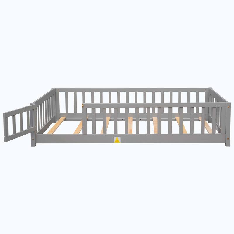 Durable Floor Platform Bed with Fence