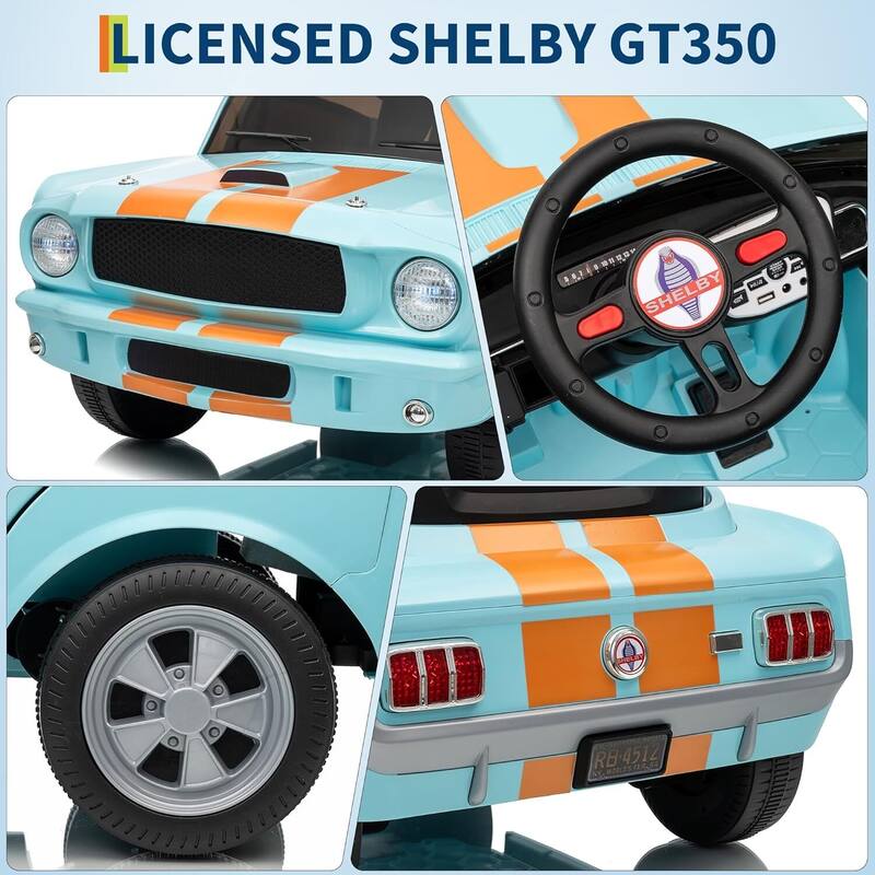 12v Electric Vehicle Licensed Shelby GT350 Ride on Car Toy for Kids Best Gifts