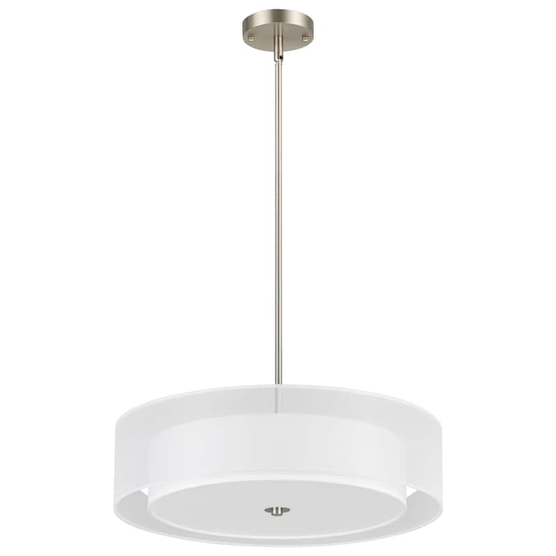 CO-Z 3-Light 20"W Double Drum Fabric Semi Flush Mounyt Pendant Chandelier
