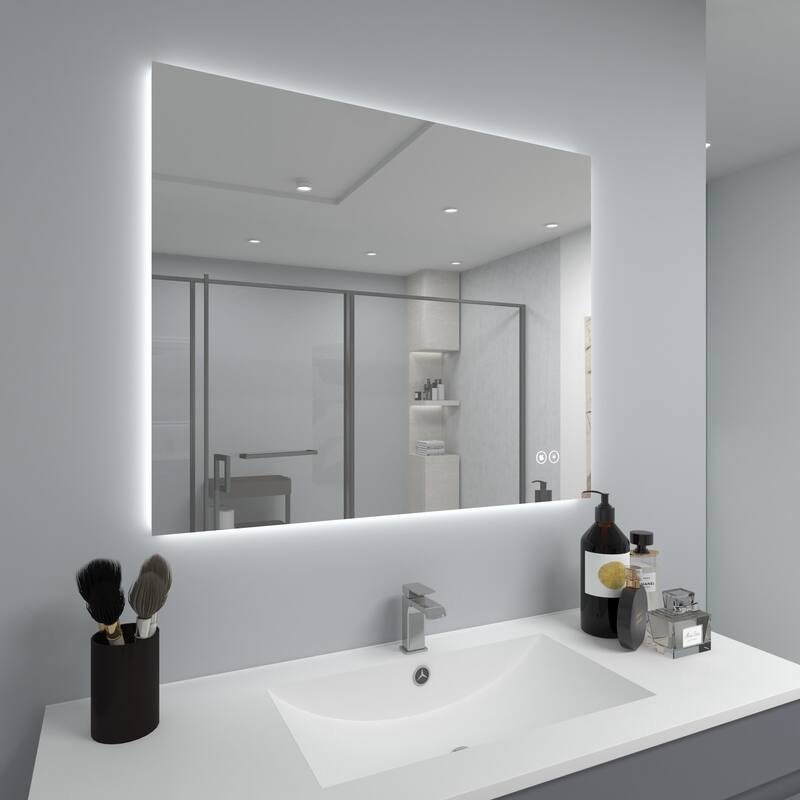 CB HOME LED Bathroom Mirror, Lighted Wall Mounted Vanity Mirror, Anti-fog, Backlit, Dimmable, Frameless, Horizontally/Vertically