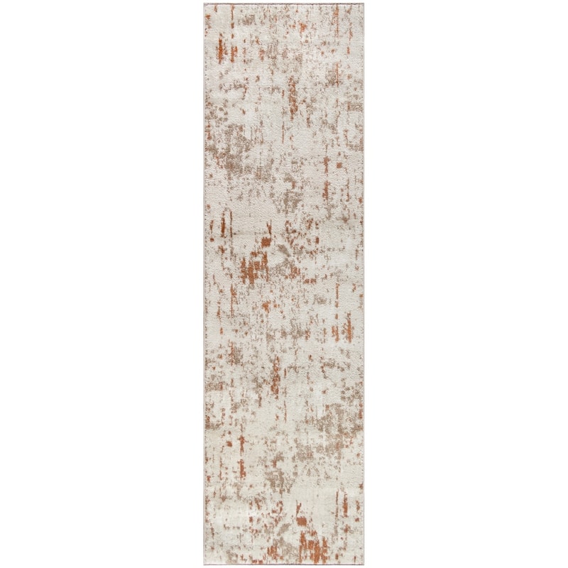 Nourison Concerto Modern Abstract Distressed Area Rug - 2'2" x 7'6" - Ivory/Rust