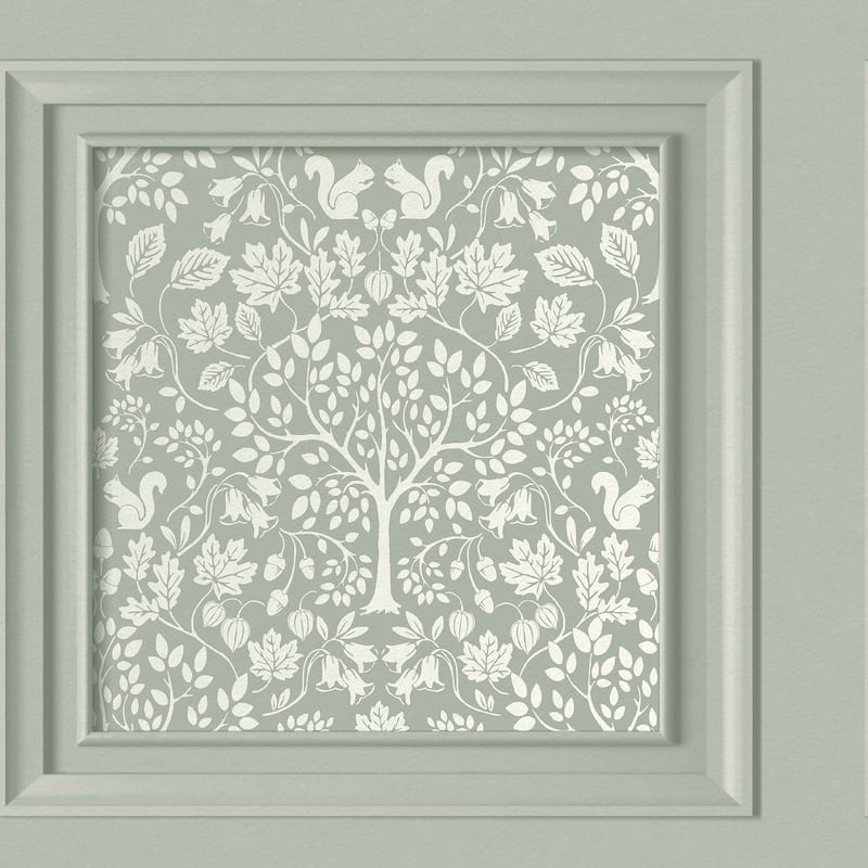 Fine Decor Edwina Sage Woodland Panel Wallpaper - N/A