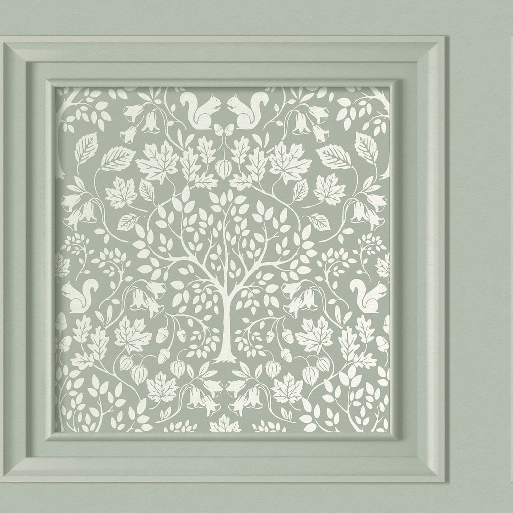 Fine Decor Edwina Sage Woodland Panel Wallpaper - N/A