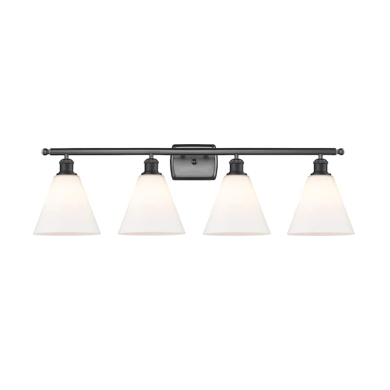 Innovations Lighting Berkshire - 4 Light 38" Bath Vanity Light - Matte Black Finish/Matte White