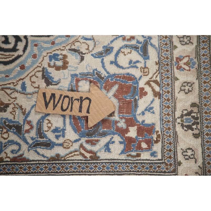 Hand Knotted Oriental 100% Wool Carpet Traditional Floral Black Nain Area Rug - 11' 9'' X 7' 11''