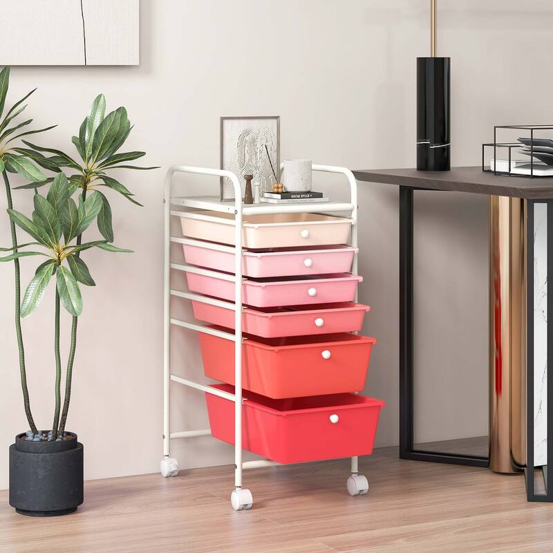 Costway 6 Drawer Rolling Storage Cart Scrapbook Paper Office Organizer