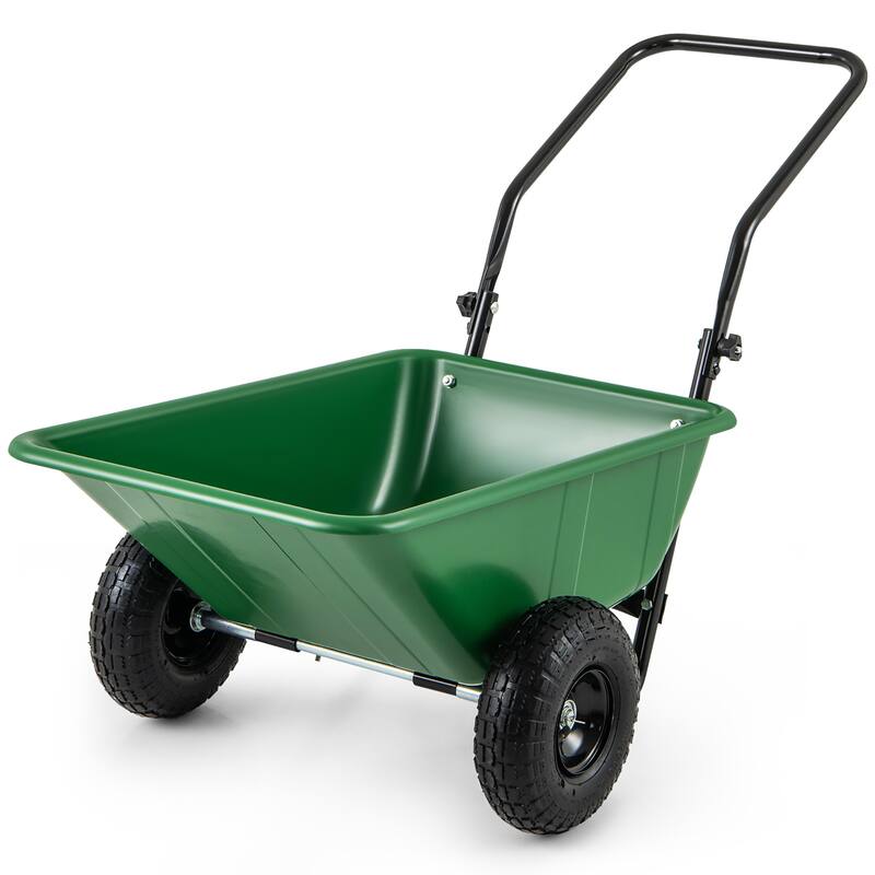 Gymax Dual-Wheel Wheelbarrow w/ Pneumatic Tires 330 LBS Load Capacity - Green