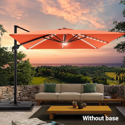 LIVOOSUN 10x10ft LED Cantilever Patio Offset Hanging Umbrellas
