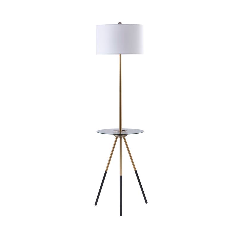 Teamson Home Myra Floor Lamp with Glass Table and Built-In USB Port