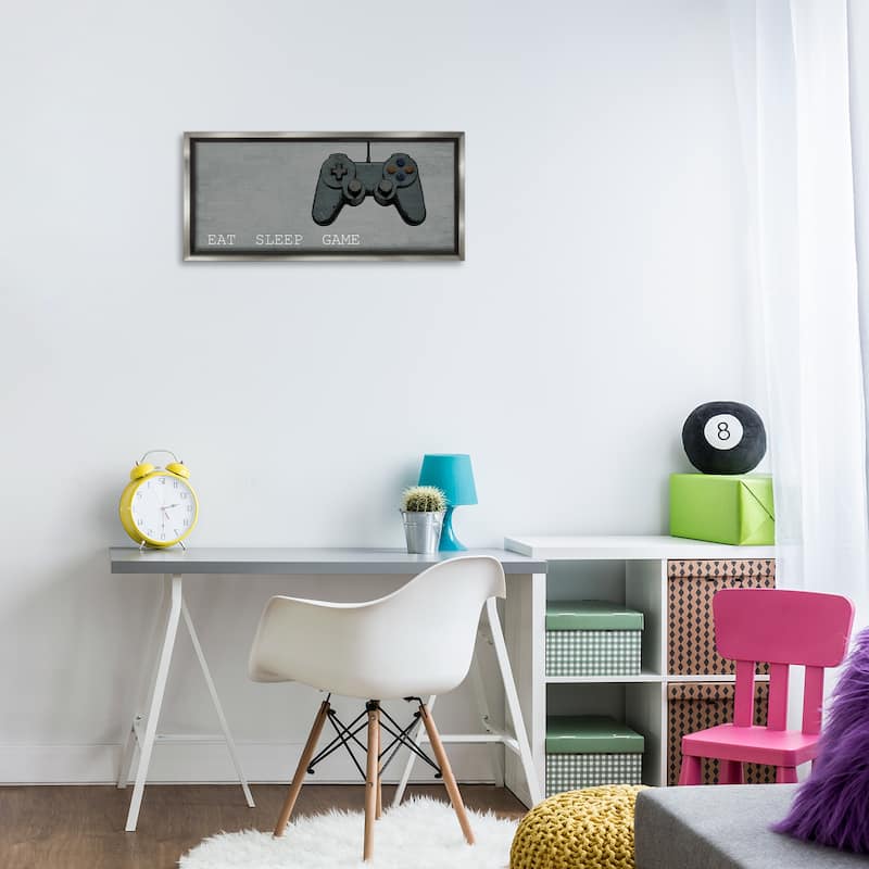 Stupell Eat Sleep Game Hobby Framed Floater Canvas Wall Art Design By Kim Allen