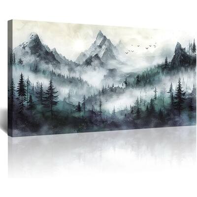 Trees Landscape Wall Painting Foggy Forest Wall Picture Artwork
