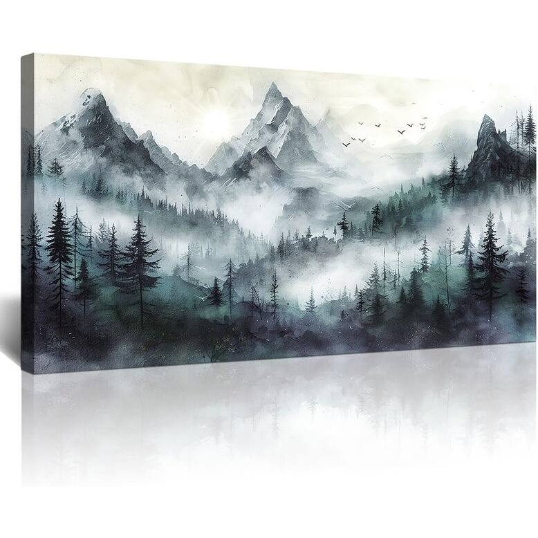 Trees Landscape Wall Painting Foggy Forest Wall Picture Artwork