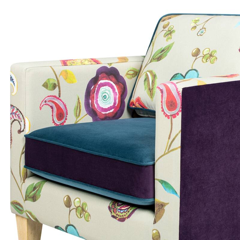 Mamba 28" Patchwork Velvet Upholstered Floral Accent Arm Chair