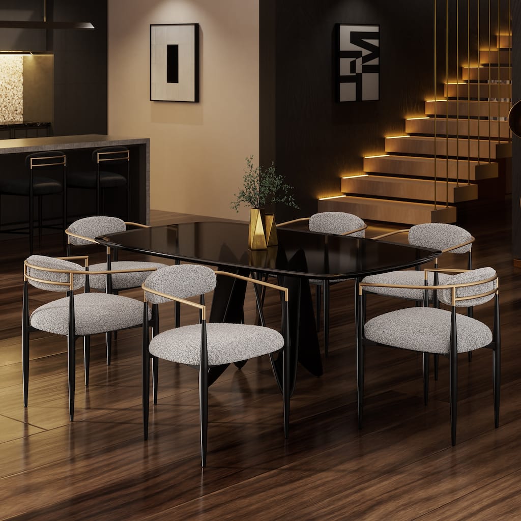 Mordern Fort 6-Piece Boucle Dining Chairs Set, Boucle Accent Arm Chair