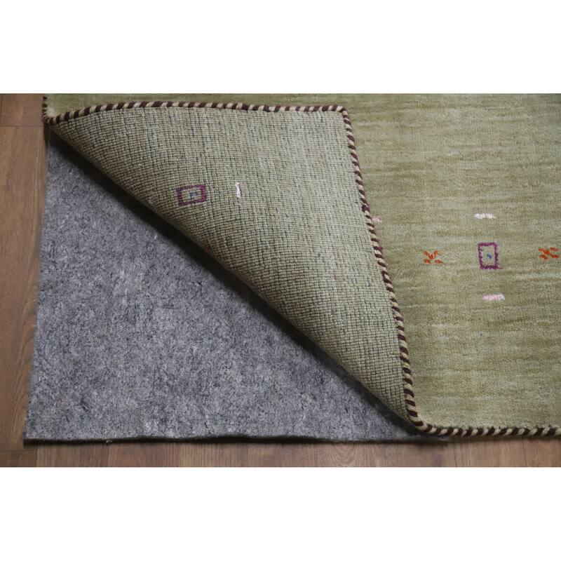 Hand Knotted Oriental 100% Wool Carpet Tribal Animal Pictorial Green Gabbeh Area Rug - 7' 8'' X 4' 11''