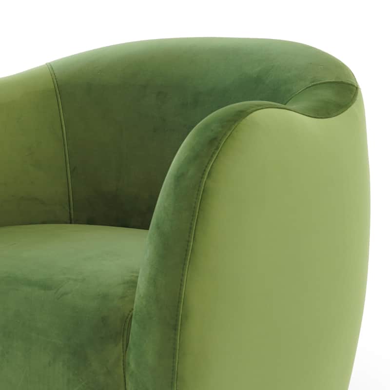 Adeline Mid-Century Modern Upholstered Swivel Chair in Green Velvet