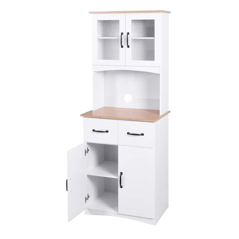 71" Kitchen Pantry Cabinet with Drawer, Farmhouse Coffee Bar Cabinet with Adjustable Shelves, Wooden Pantry Room Storage Cabinet