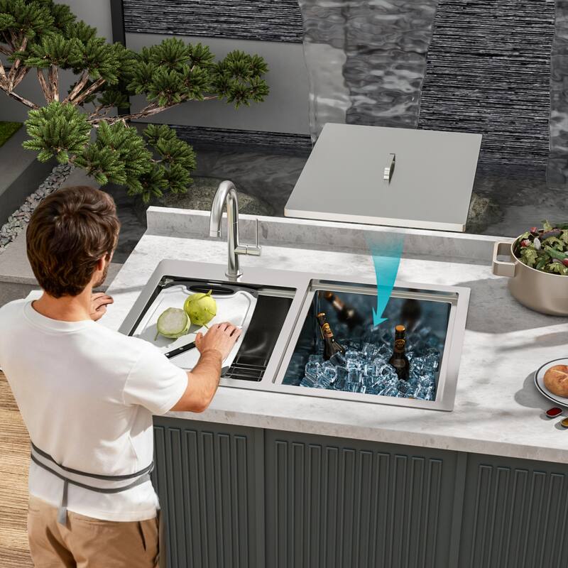 Double Bowl Drop-In Stainless Steel Sink with Workstation