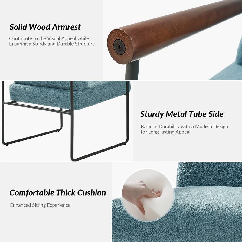 Justo Modern Accent Armchair with Metal Base and Removable Cushion Set Of 2 By HULALA HOME