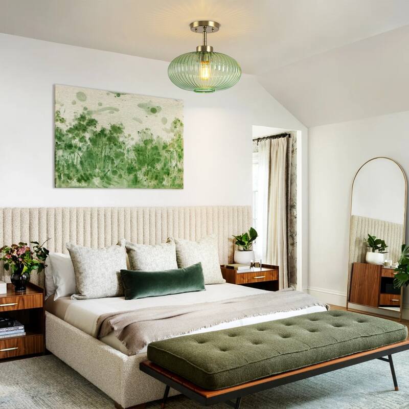 1 - Light Modern Glass Flush Mount Ceiling Light