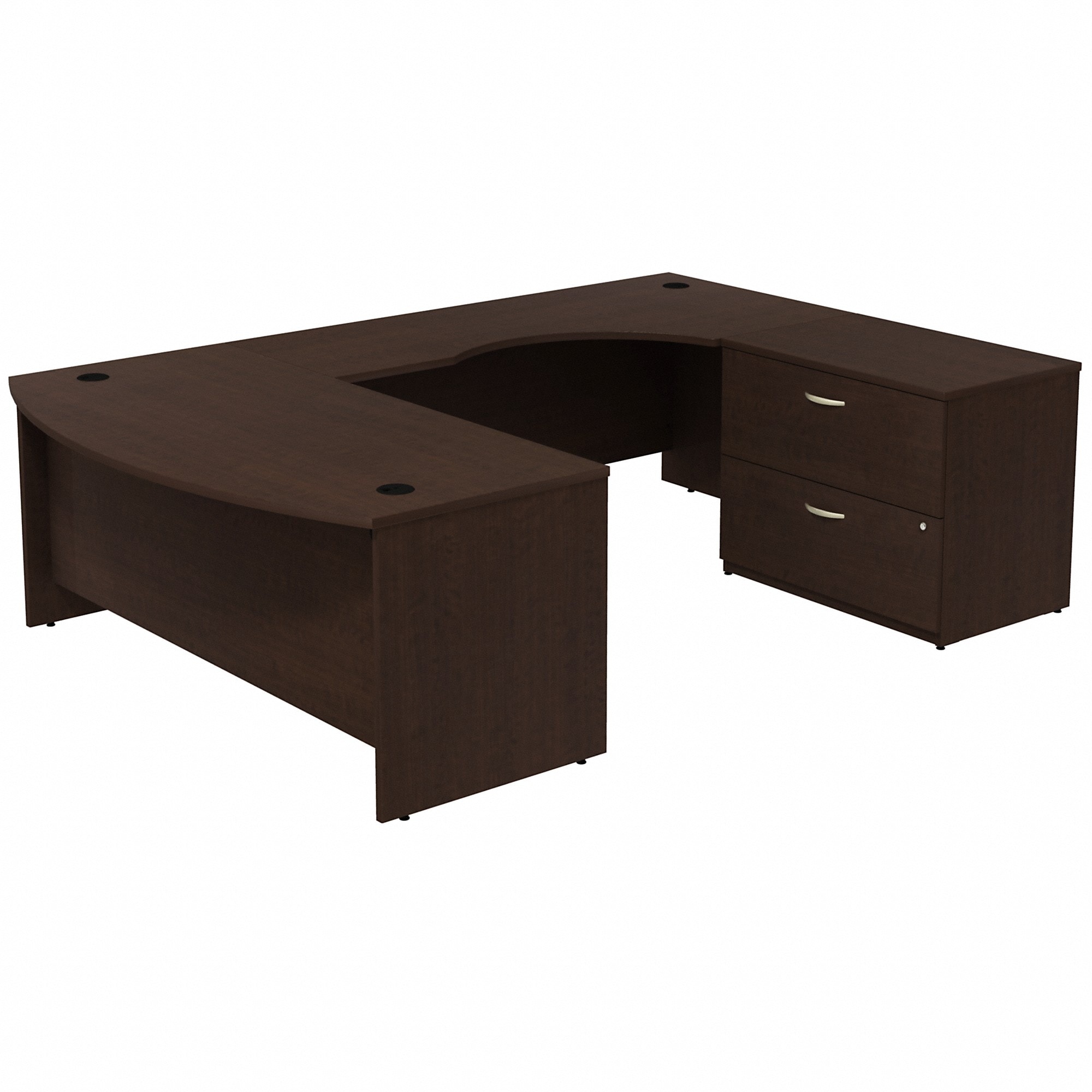 Bush Business Furniture Components Bow Front U Shaped Desk With 2 Drawer Lateral File Cabinet, Mocha Cherry, Standard Delivery -  SRC019MRRSU