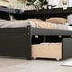 preview thumbnail 41 of 43, Wood Platform Bed with L-shaped Bookcases and Drawers