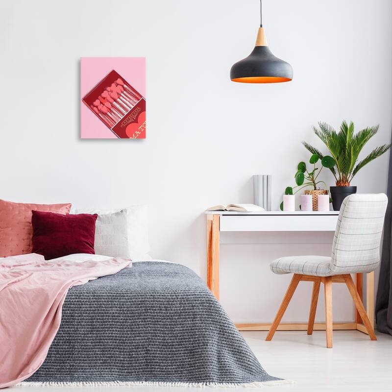 Stupell Pink Heart Shaped Matches Canvas Wall Art Design By Lil' Rue
