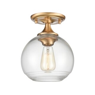1-Light Semi Flush Mount Ceiling Light Fixture - 10" - Satin Brass ...
