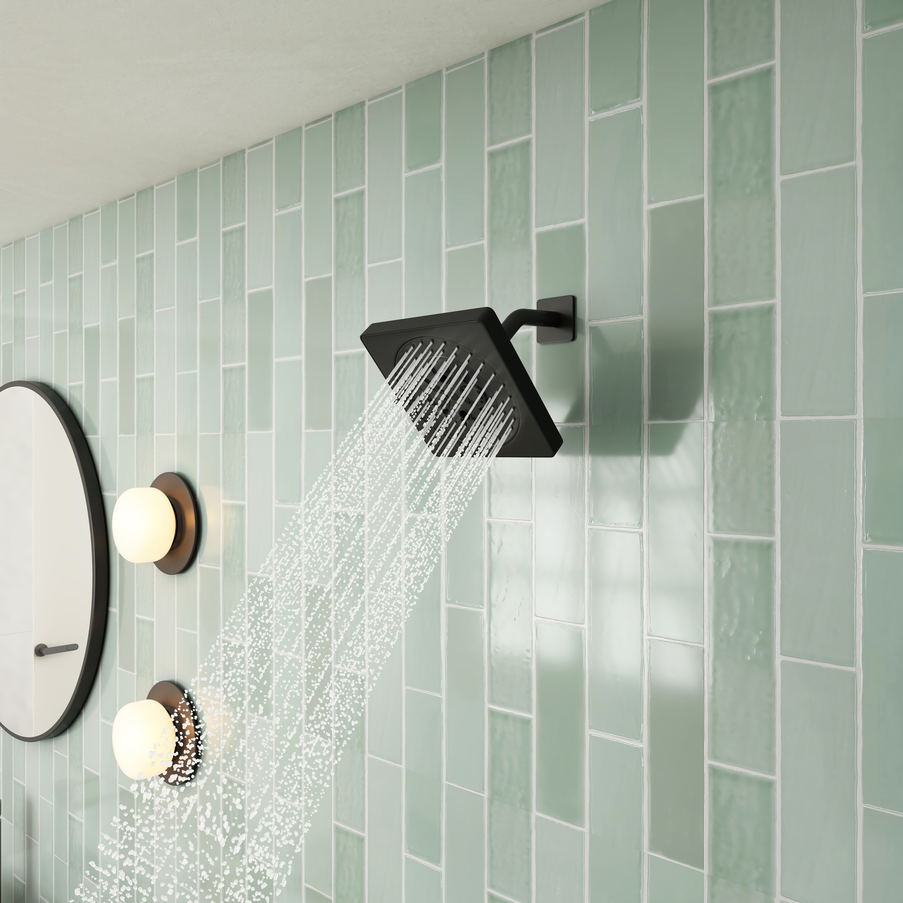 7-Spray Patterns 6.5 in. Wall Mount Rain Fixed Shower Head with Shower Arm and Flange