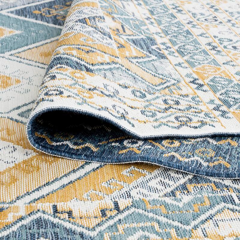 Alfresco Nautical & Coastal Geometric Reversible Indoor/Outdoor Area Rug
