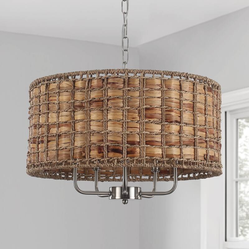 5-Light Candlestick Circle Hanging Farmhouse Chandelier Linear Island Chandelier Lighting for Dining Room