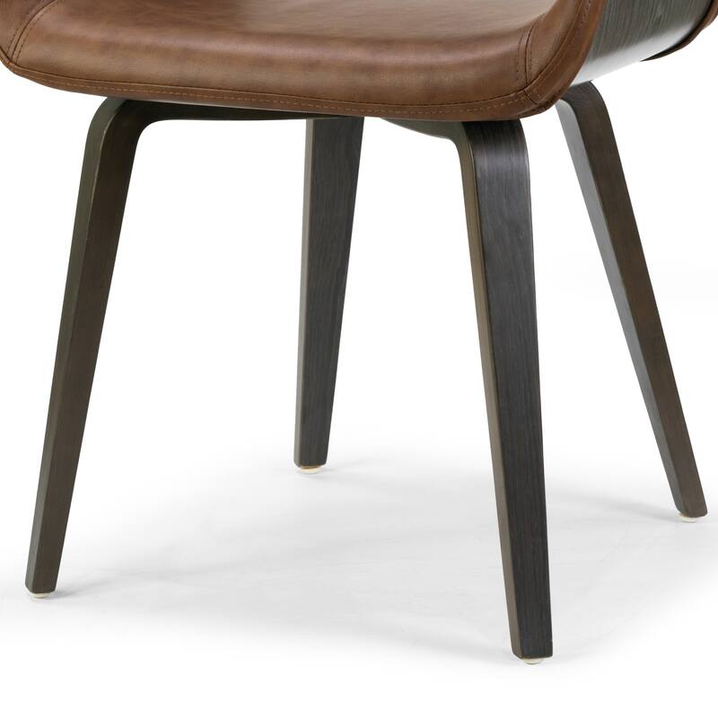 Amal Brown Dining Chair with Grey Wood Accent and Bentwood Legs