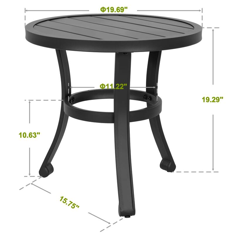 Nuu Garden Outdoor 20'' Metal Side Table, Round End Table, Black