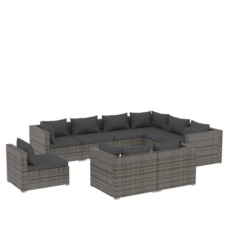 vidaXL Patio Lounge Set Outdoor Sectional Sofa Set Table Garden Poly Rattan - 27.6" x 27.6" x 23.8"