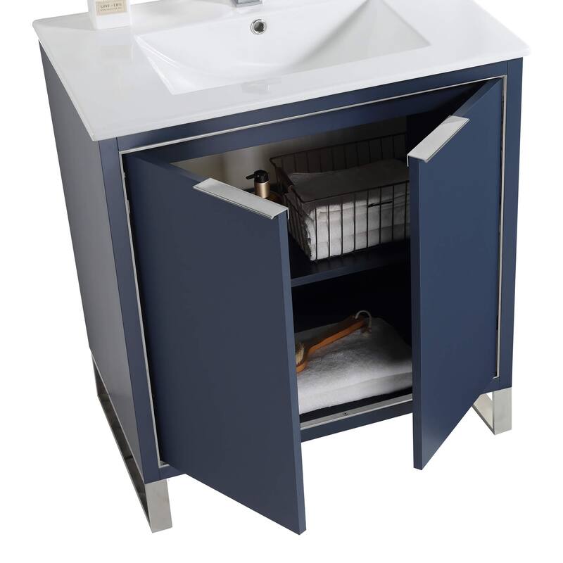 Fine Fixtures Opulence Collection Bathroom Vanity with White Ceramic Sink