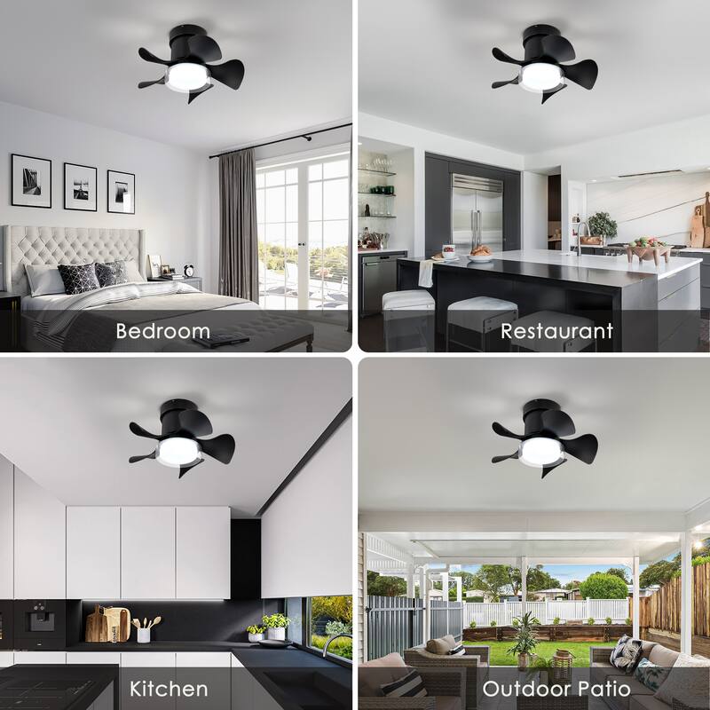 21 inch Flush Mount Ceiling Fan with Light and Remote Control, 6 Speed Reversible DC Motor, LED Ceiling Fan Lighting