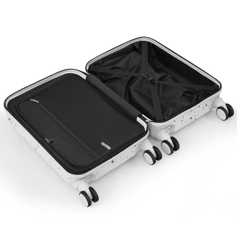High Quality Front Opening Luggage Sets 3 Piece, ABS+PC Hard Carry on Suitcase with USB Port and Cup Holder & Spinner Wheels
