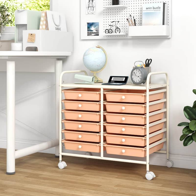Costway 12 Drawers Rolling Cart Storage Scrapbook Paper Studio - See Details