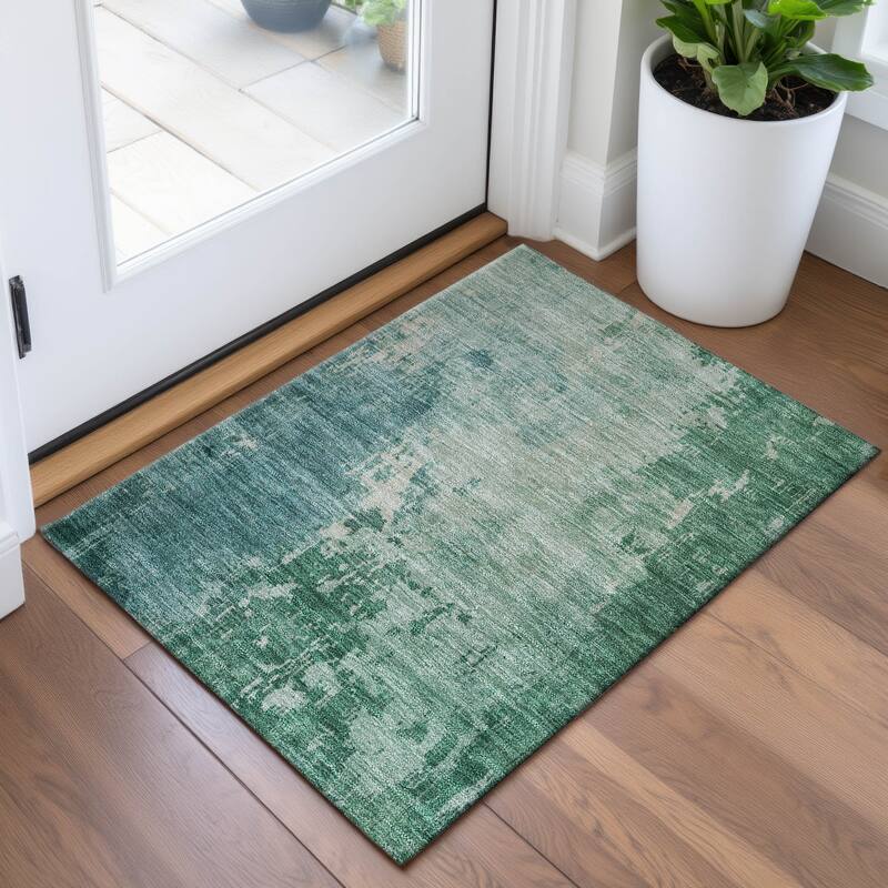 Premium Washable Super Soft Abstract Solid Mayfield Rug - Emerald - 1'8" x 2'6"