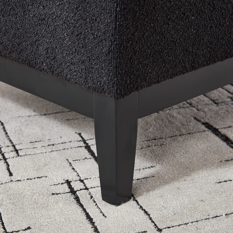 33.86"W Upholstered Wood Base Storage Ottoman With Reversible Lid Coffee Table, Foot Stool Square Footrest with Rubberwood Legs